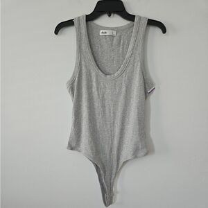 Elodie Ribbed Gray Sleeveless Bodysuit